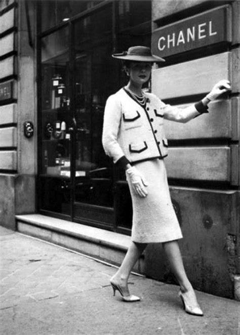 coco chanel black suit|coco chanel suit history.